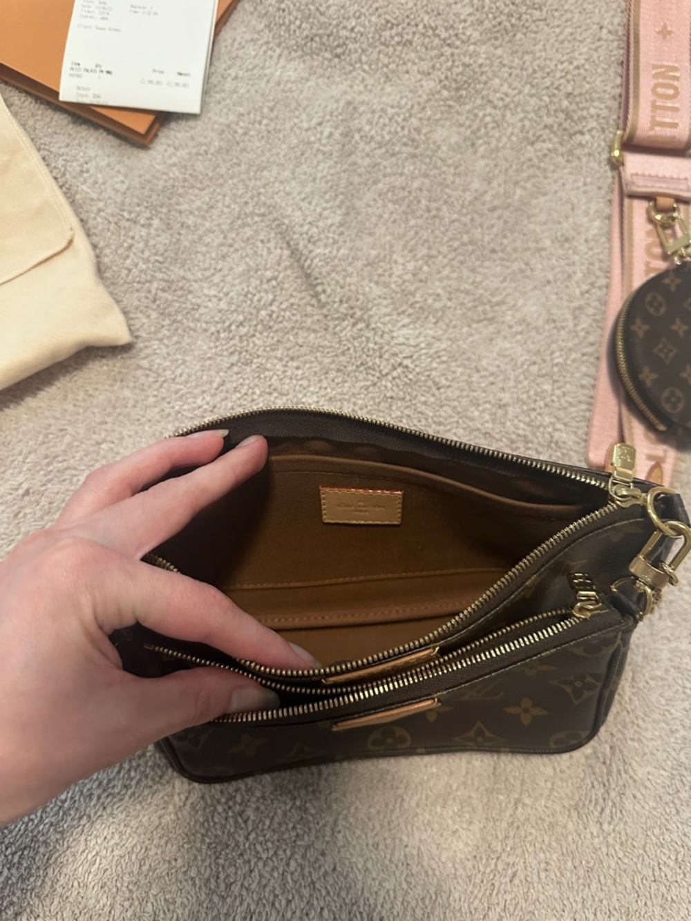 Louis Vuitton Monogram Multi Pochette with Pink Strap and Coin Pouch - Picture 12 of 13